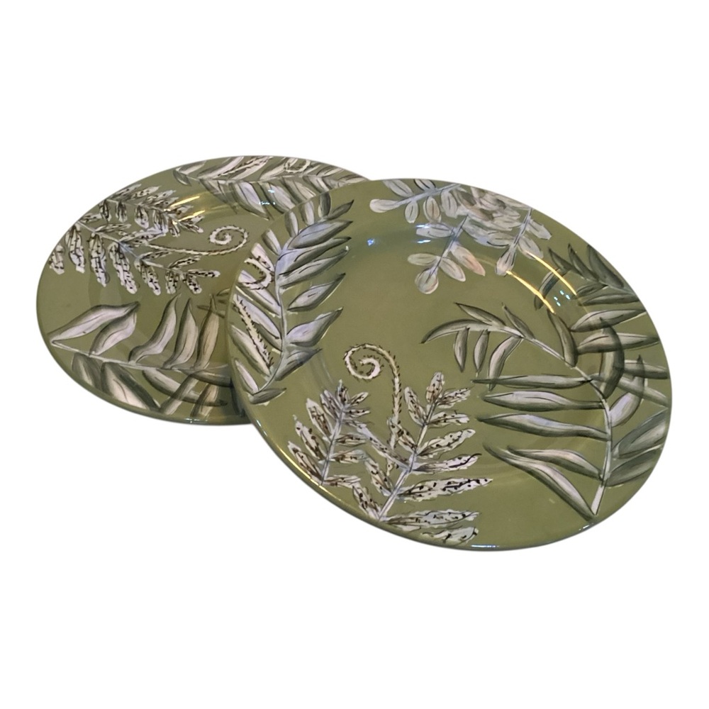 American Atelier Fern Green Botanical Salad Plates – Set of 2 – 8¾”